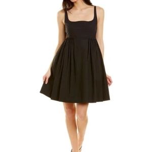 Rebecca Taylor Poplin Pleated Empire Waist Pocketed A-line Dress Black Sz. 12